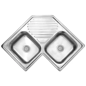 CMA-CD830_2 Sink Cam Drop-In Corner Sink 830x830x230mm With Middle Drip Tray Stainless Steel Incl. 90mm waste
