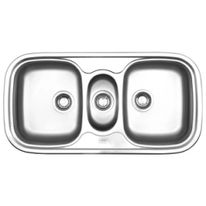 FRA-1990004 Sink Drop-In Stainless Steel Franke Quinline QLX 670 Double Bowl 975mmx500mm with Centre Tidy (Incl. 90mm Wastes)