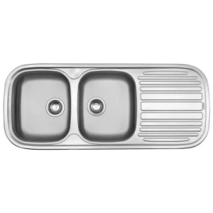 FRA-1990007 Sink Drop-In Stainless Steel Franke Quinline QLX 621-120 Double Bowl 1200mmx500mm with Drip Tray (Incl. 90mm Wastes)