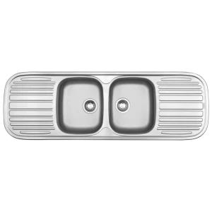 FRA-1990008 Sink Drop-In Stainless Steel Franke Quinline QLX 622 Double Bowl 1500mmx500mm with Double Drip Tray (Incl. 90mm Wastes)
