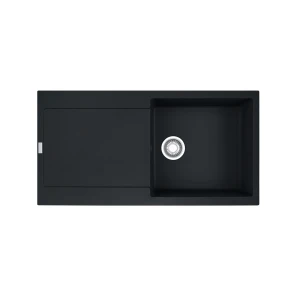 FRAS-1990151 Sink Drop-In Composite Franke Maris MRG6111 Single Bowl 970mmx500mm with Drip Tray Matt Black (incl Spazi Kit & 90mm Wastes)