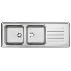FRAS-1990163 Sink Inset Stainless Steel Franke Selene SLX621-136 Double Bowl 1360mm × 500 mm x 190mm (Incl. 90mm Waste & Sink Clips with Overflow Kit)