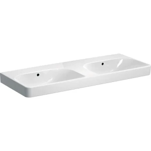 GEB-500_224_01_1 Basin Wall-Hung Geberit Smyle Rectangular 480mm (L) x 1200mm (W) x 165mm (H) Double with Overflows White
