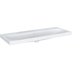 Basin Wall-Hung Geberit Acanto Rectangular 482mm (L) x 1200mm (W) x 180mm (H) Double with 2 Tap Holes and Overflow White