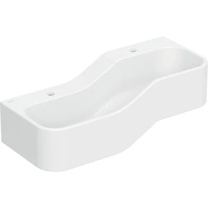 Basin Wall-Hung Geberit Bambini Rectangular 390mm (L) x 900mm (W) x 300mm (H) With 2 Tap Holes and Left Lower Basin Alpine White