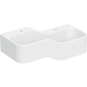 Basin Wall-Hung Geberit Bambini Rectangular 390mm (L) x 900mm (W) x 300mm (H) With 2 Tap Holes and Right Lower Basin White Alphine