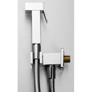 Bidet Spray Gio Set Square Trigger Activated with Force Shut-Off Valve Chrome
