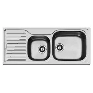 KWI-SDI-116-DRHB Sink Drop-In Stainless Steel Kwikot Classique Plus Amaltia Double Bowl Right 1160mm (L) x 500mm (W) with Drip tray (Incl. 2 x 90mm Waste)