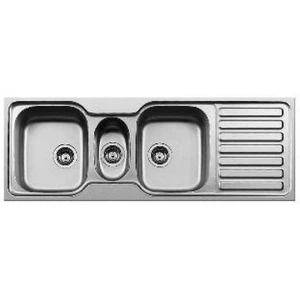 KWI-SDI-1350-DE Sink Drop-In Stainless Steel Kwikot Classique Plus Double Bowl with Tidy 1350mm (L) x 480mm (W) with Drip Tray (Incl. 3 x 90mm Waste)