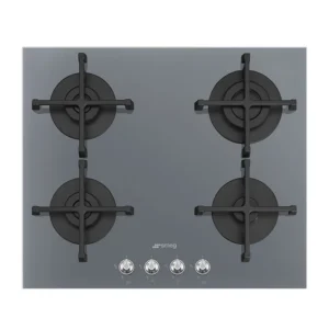 SMEG PV164SSA 60CM GAS HOB TEMPERED GLASS SILVER 4BNR