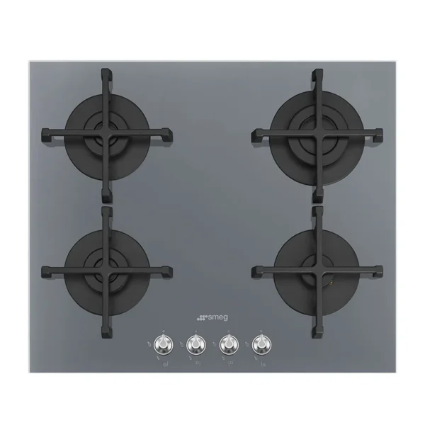 PV164SSA SMEG PV164SSA 60CM GAS HOB TEMPERED GLASS SILVER 4BNR