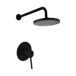 Shower Set Trendy Sombre with 200mm Shower Head, 400mm Arm and Round Concealed Mixer, Black