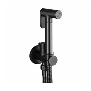 TTPS-BTB038 Bidet Spray Trendy Sombre Trigger Activated with Angle Valve and Hose Black