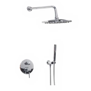 Shower Set Trendy Cauma with 200mm Round Shower Head, 300mm Shower Arm, Round Concealed Shower Diverter Mixer and Hand Shower Porter Set Chrome