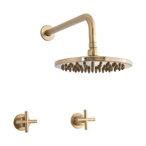 Shower Set Trendy Aurum With Round 200mm Shower Head, 400mm Arm With Dual Modern Handles Brushed Gold