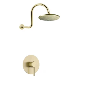 Shower Set Trendy Aurum With 200mm Shower Head, 300mm Goose Neck Shower Arm With Round Single Lever Mixer Brushed Gold