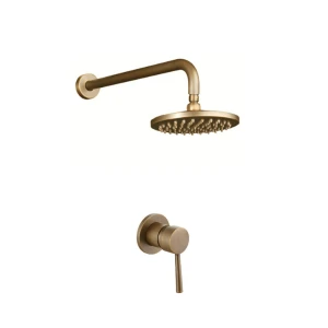 Shower Set Trendy Cuivre With 200mm Shower Head, 400mm Shower Arm With Round Single Lever Mixer Brass